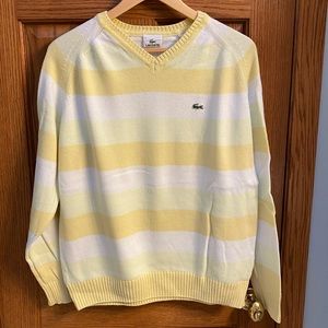 Men’s Yellow Striped Lacoste Sweater Sz 4